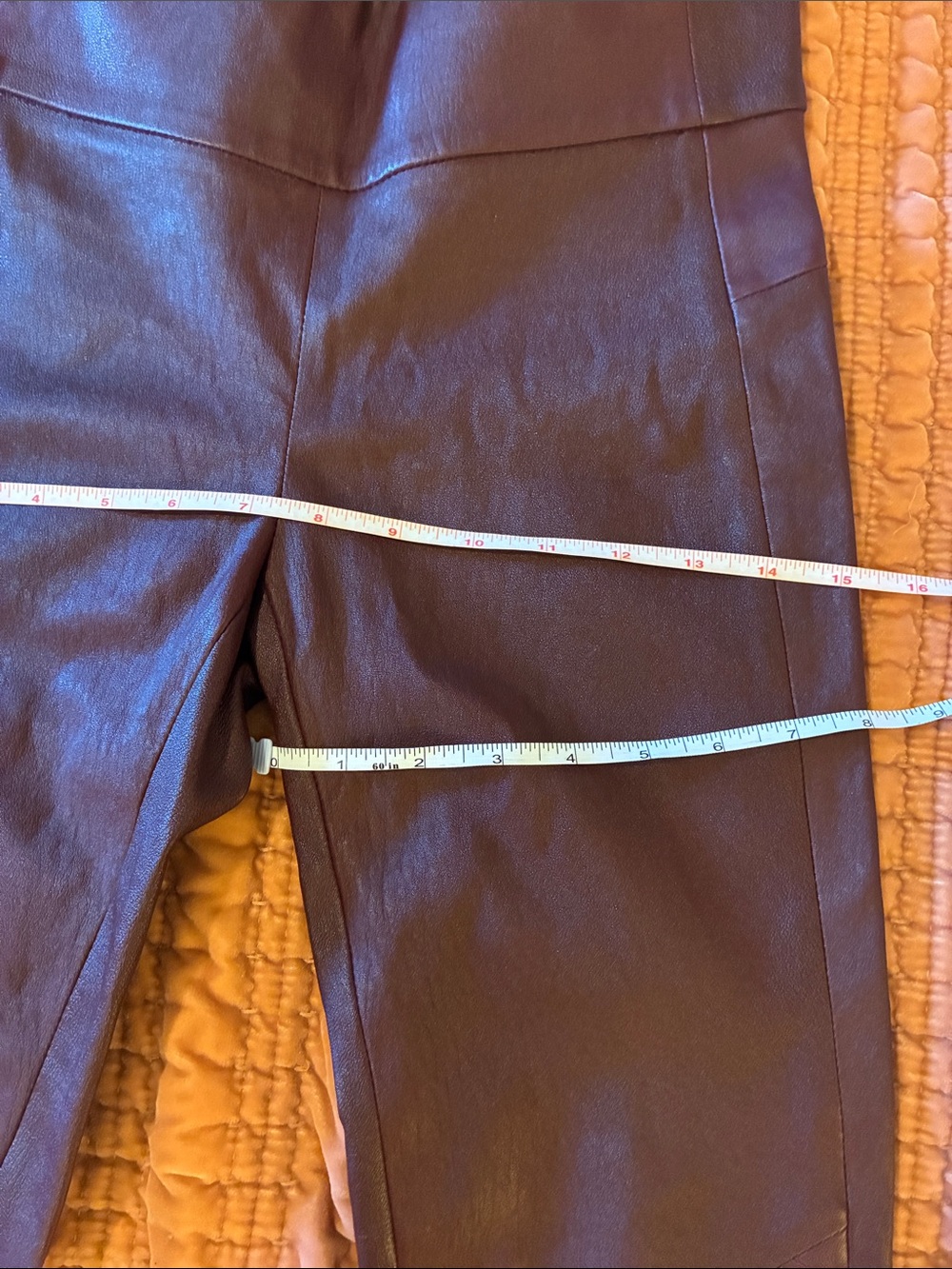 Lamarque burgundy red moto leather zip hem slim pants/leggings 13” waist - Picture 9 of 10